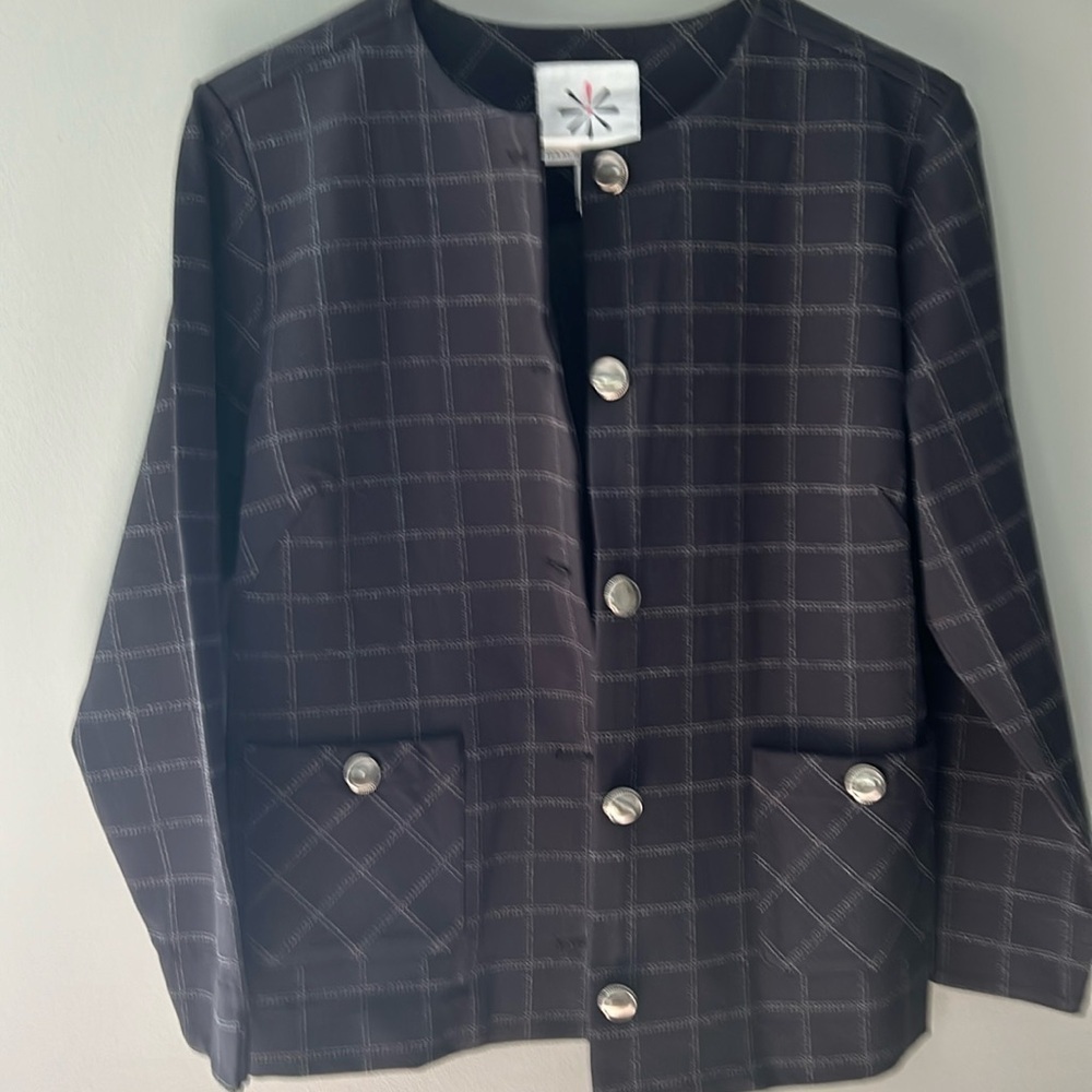 Isaac Mizrahi size small window pane yarn dye pointe jacket/ blazer - Picture 2 of 5